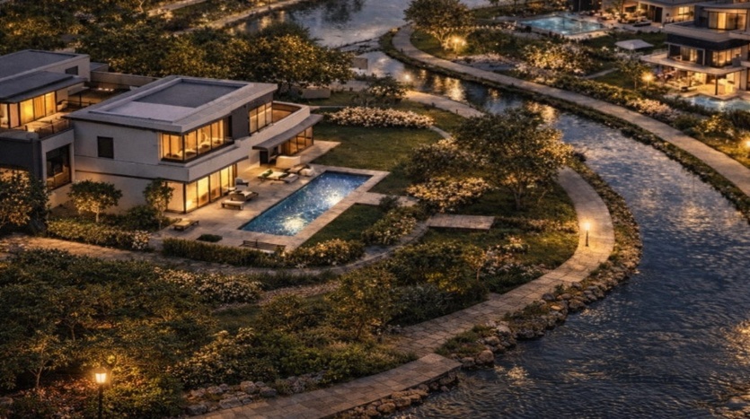 فيلات مطلة على النهر داخل كمبوند فيلاج دي لا كابيتال العاصمة الإدارية Village de la Capitale New Capital