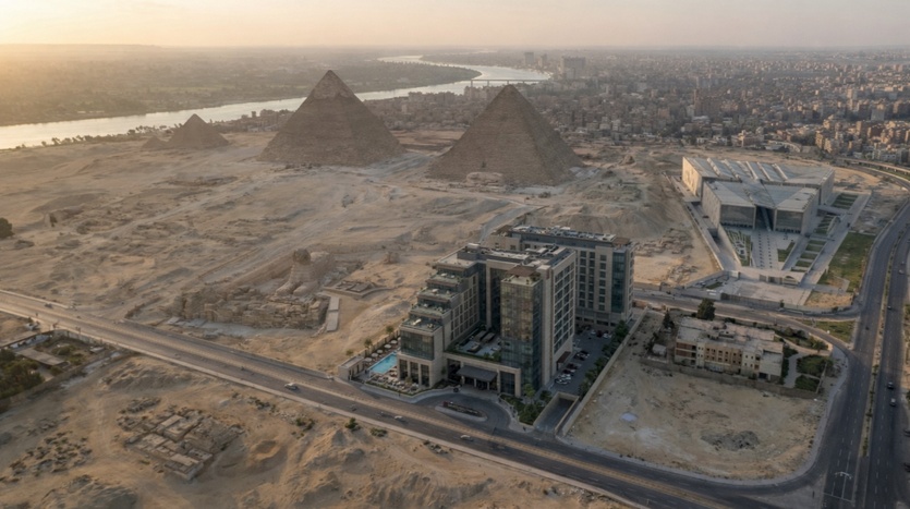 الموقع الجغرافي لكمبوند جراند ميلينيوم ريزيدنس أكتوبر بالقرب من الأهرامات