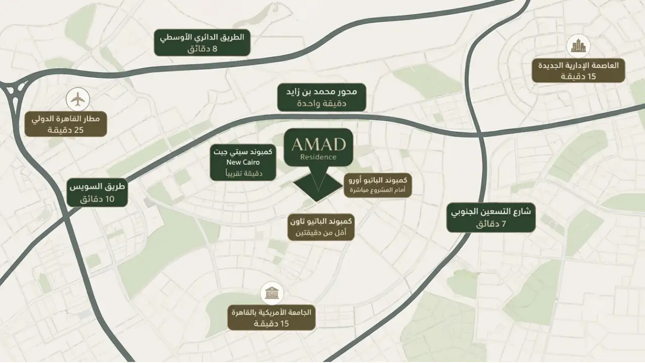 موقع كمبوند أماد ريزيدنس التجمع الخامس