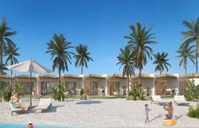 شاليه للبيع في هاسيندا ويست الساحل صف اول ع البحر متشطب 